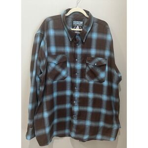 Dixxon Flannel Co The Cherokee 4X Pearl Snap Blue Brown Plaid Shirt Western